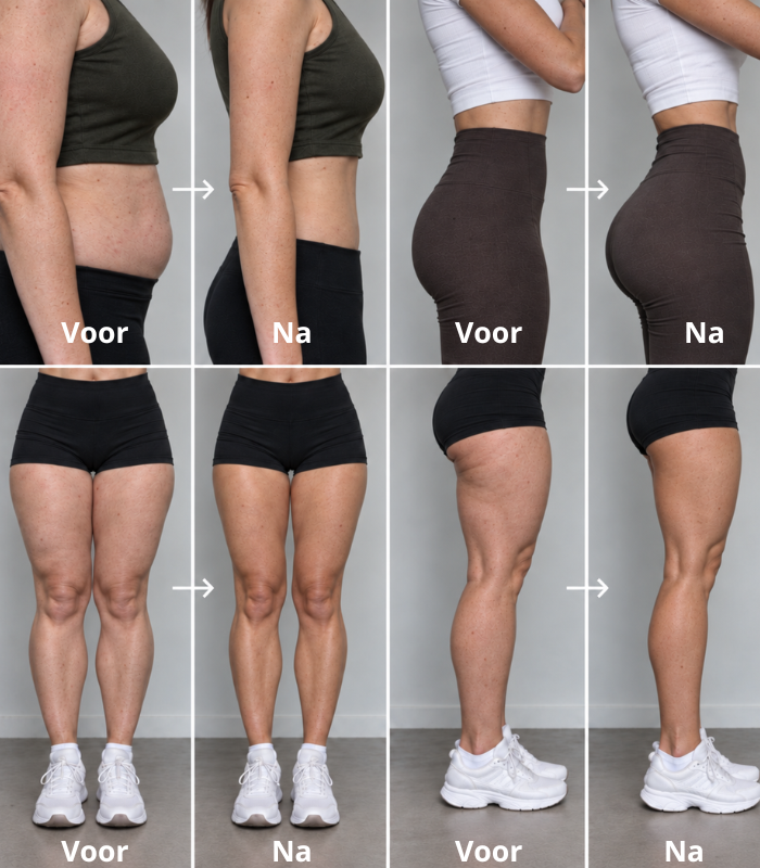 Voor-en-na resultaten van vrouwen die met Sculpted & Strong trainden
