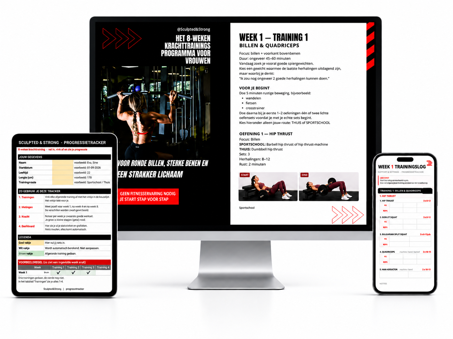 Sculpted & Strong programma op desktop, tablet en telefoon